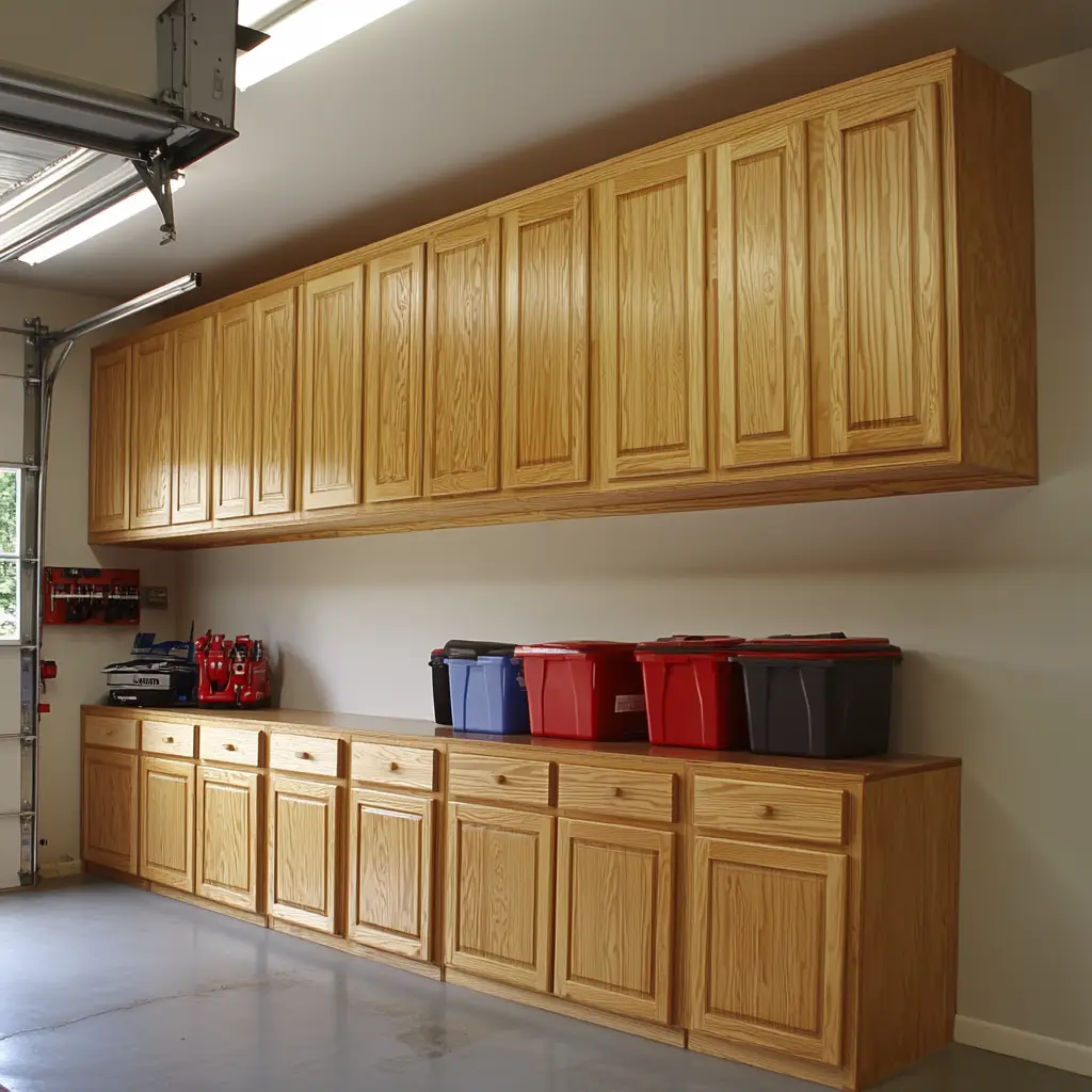 Basic Wooden Shelving with Cabinet Doors