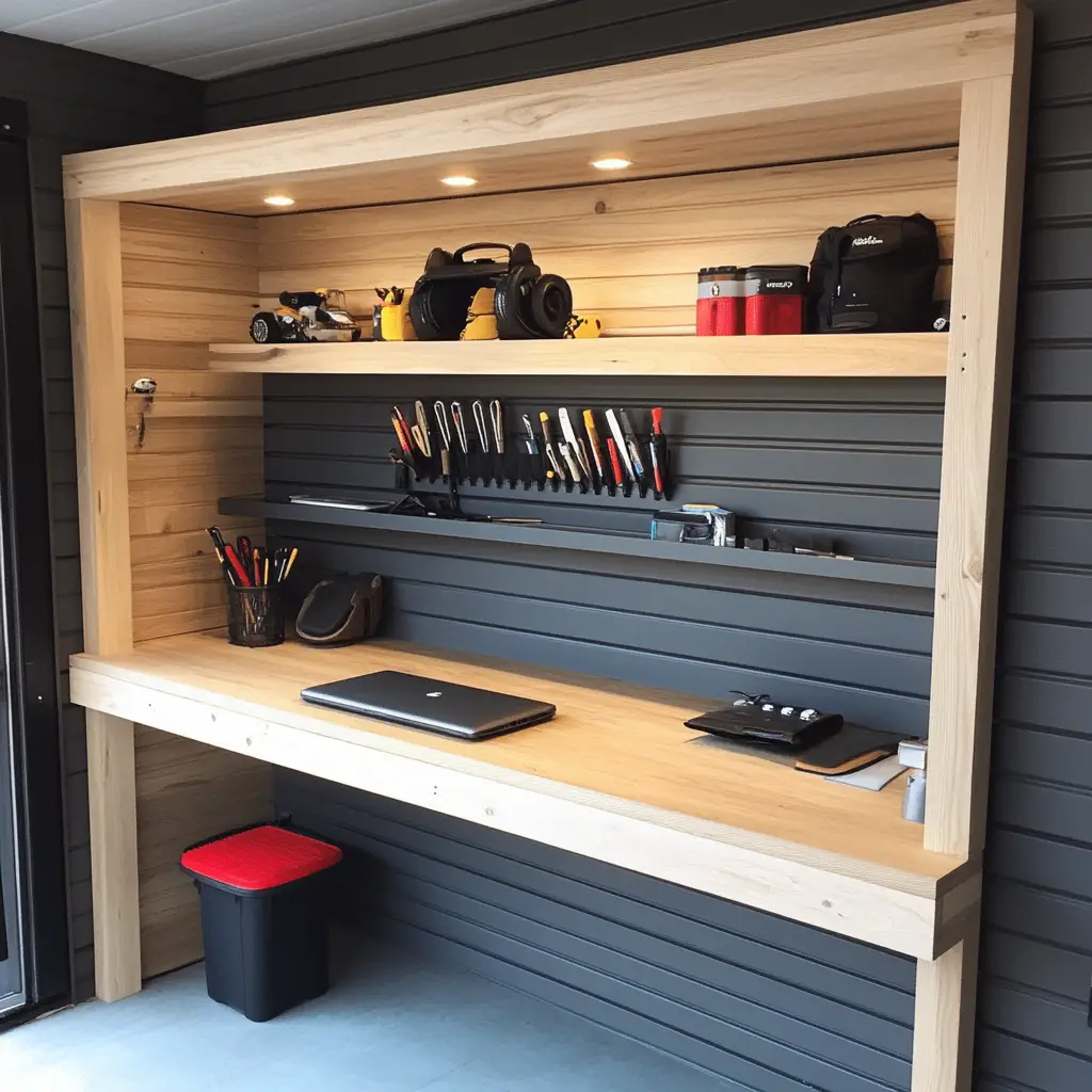 Garage Shelf with Built-In Desk