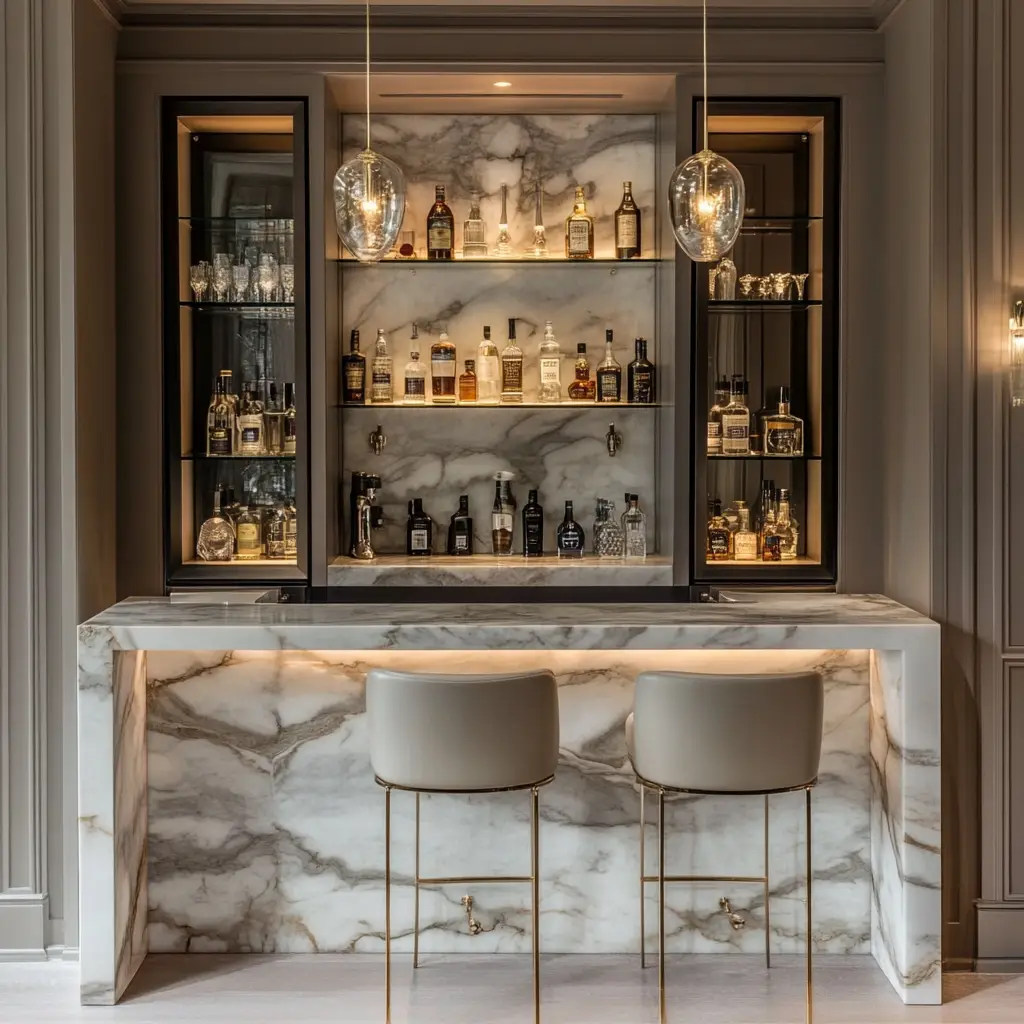 Luxe Bar with Marble Countertop