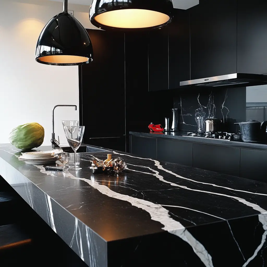 Black Marble or Veined Quartz