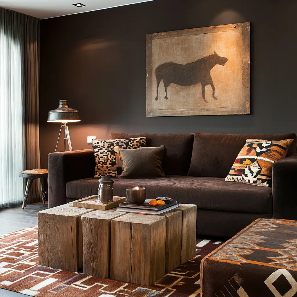 Incorporate Wood Accents Living Room Decor Brown Couch