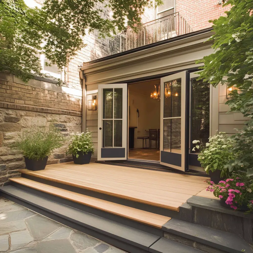 Install a Patio or Deck Area Outside the New Entrance