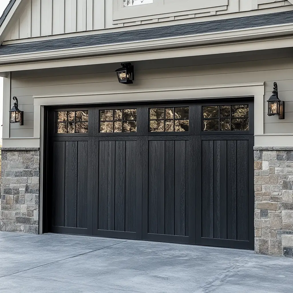 Two-Tone Black and Gray Garage Door
