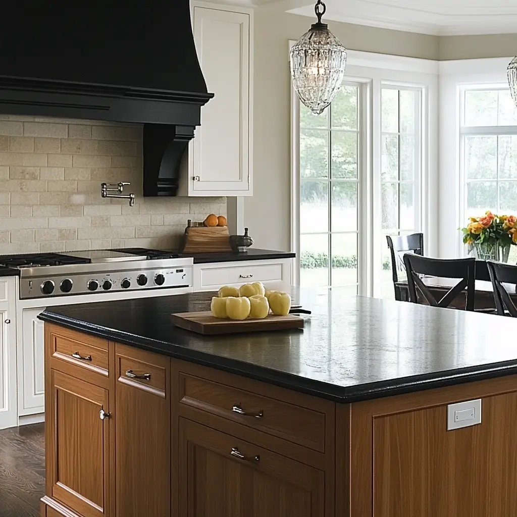 Two-Tone Cabinetry with Black Counters