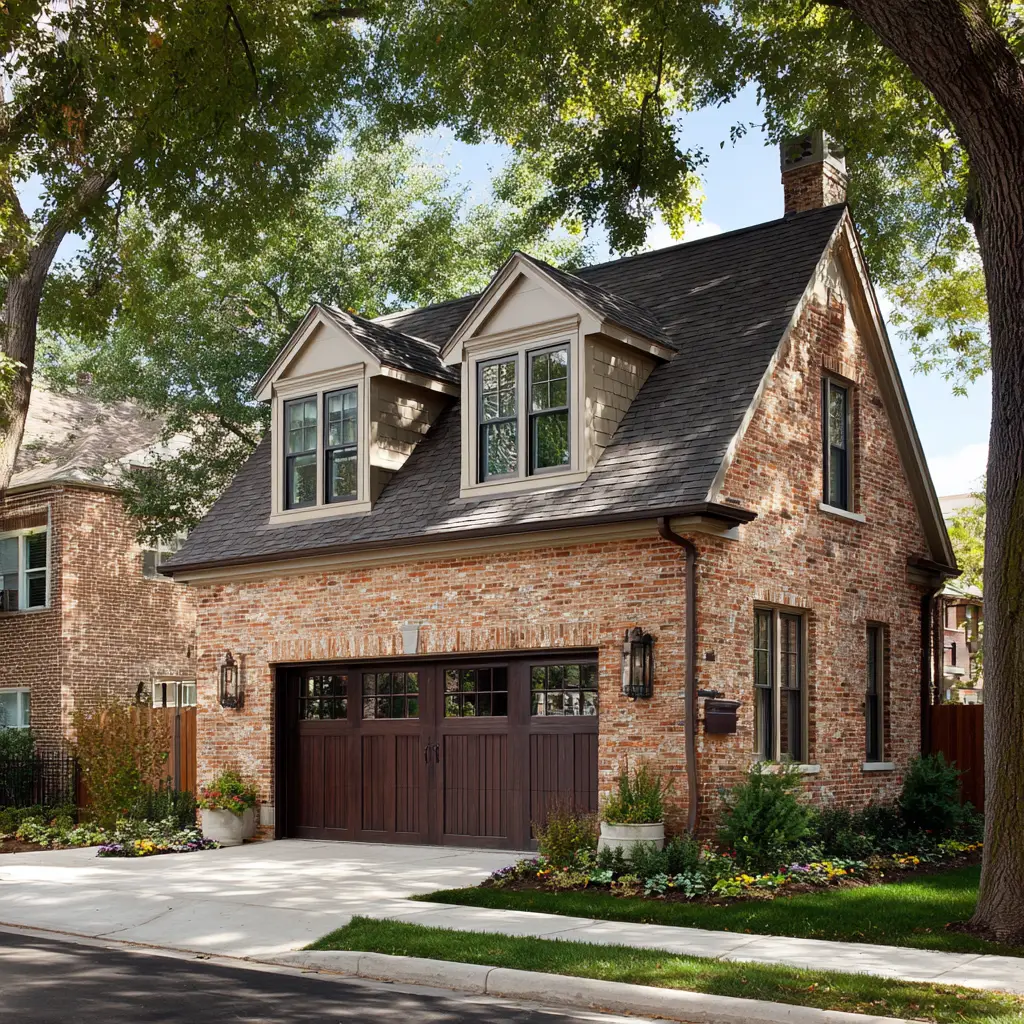  Brick Garage with Dormer Windows