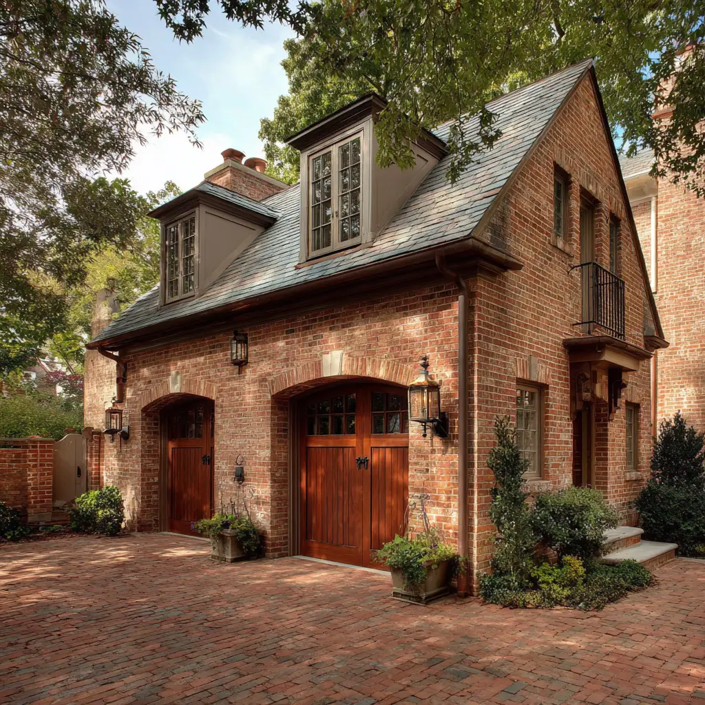 Classic Red Brick Garage