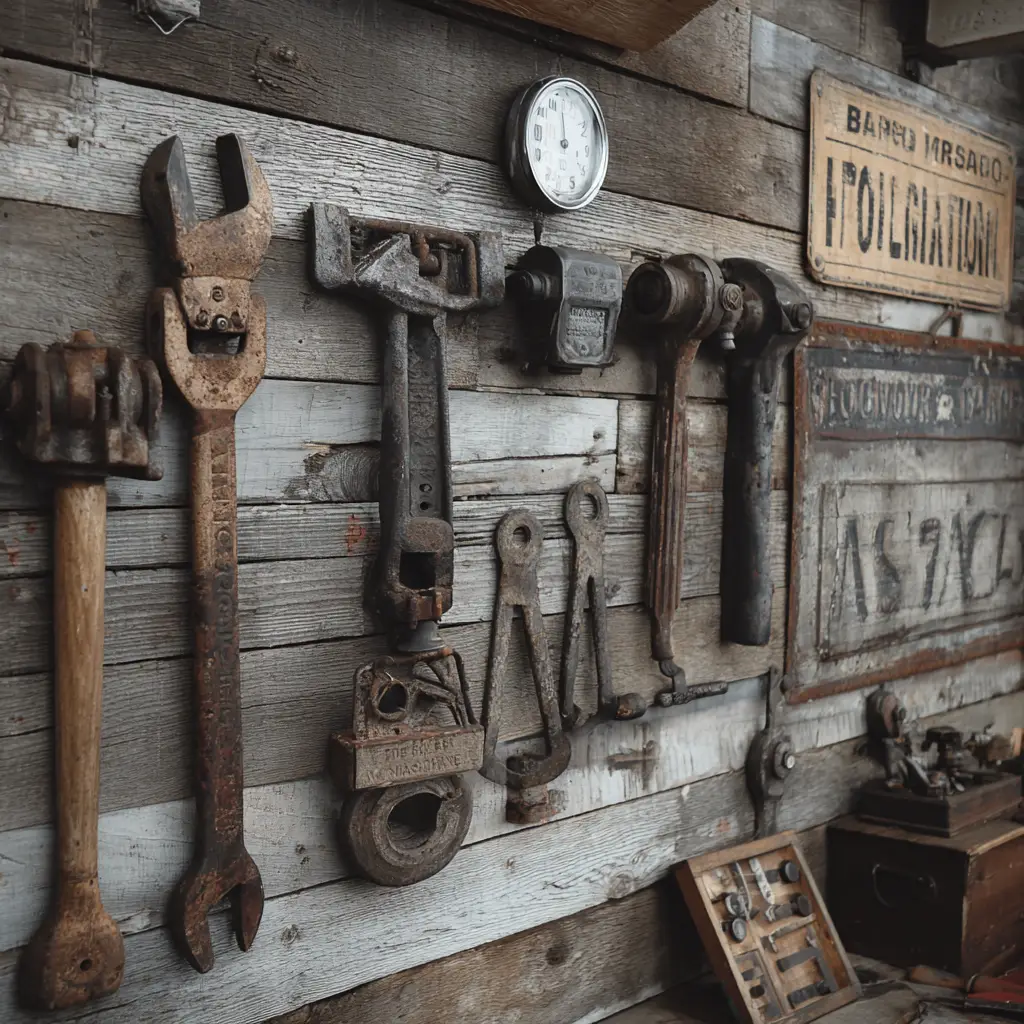 Wall-Mounted Tool Displays or Vintage Signs