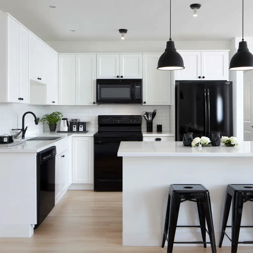 White Walls and Black Appliances