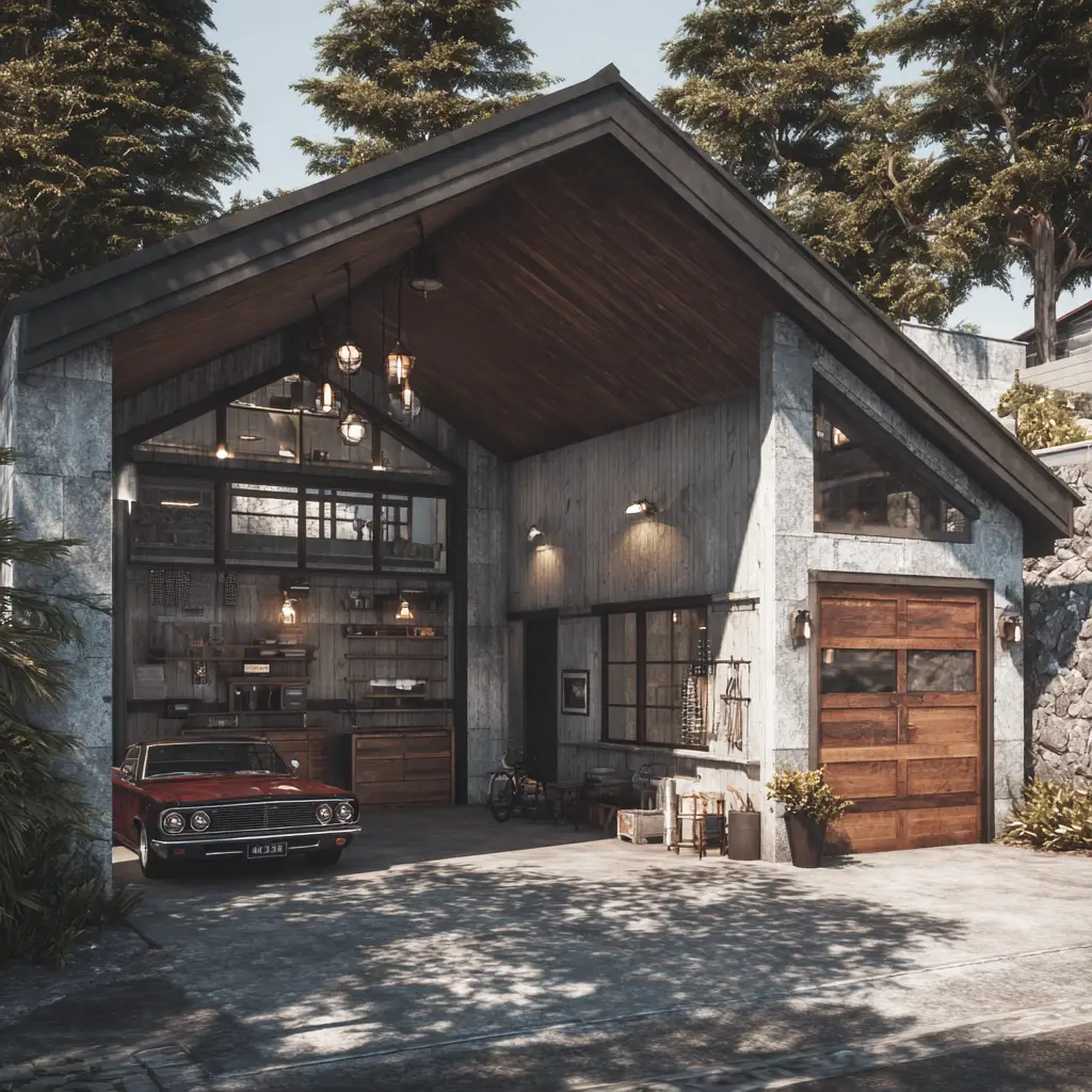Garage with Built-In Workshop