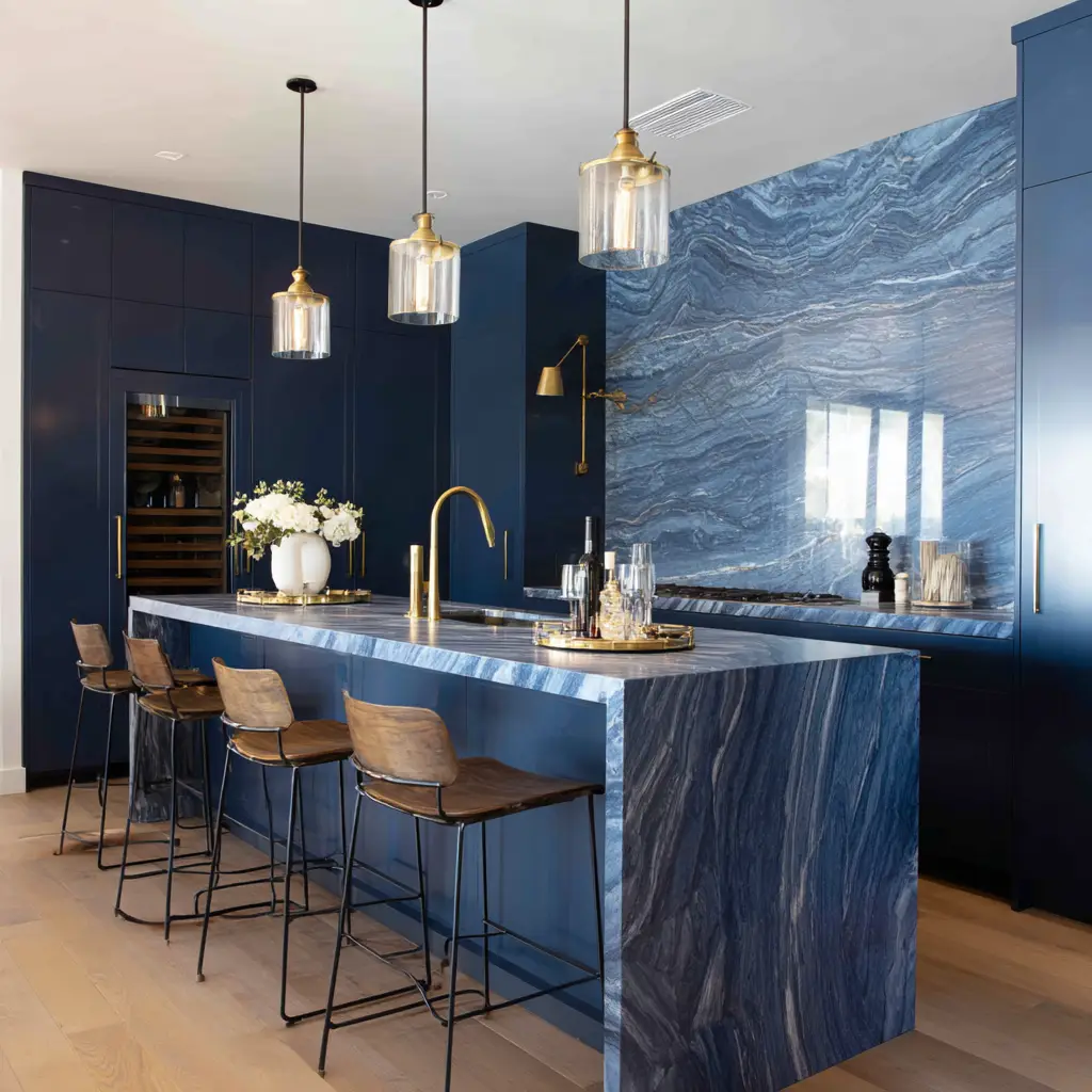 Matte Navy Slab for a Seamless Look