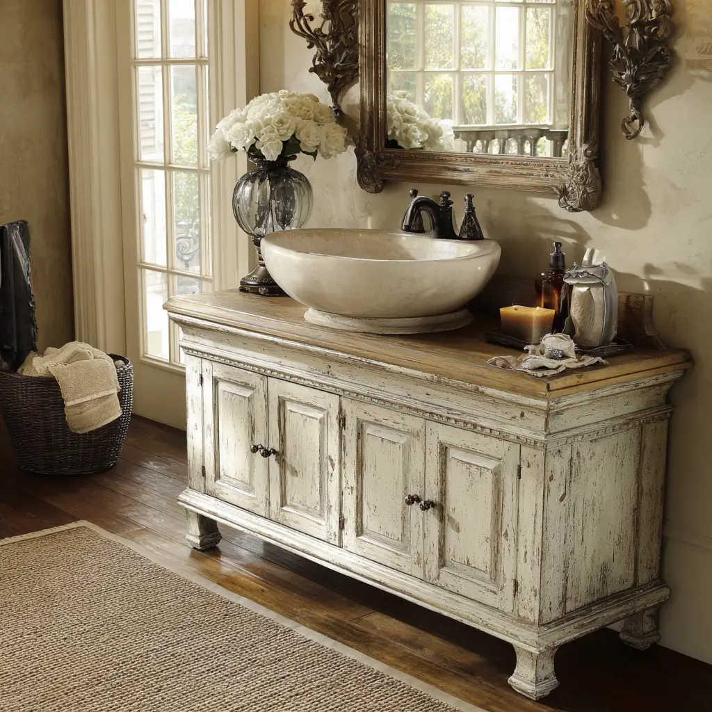 Antique Vanity with Modern Sink