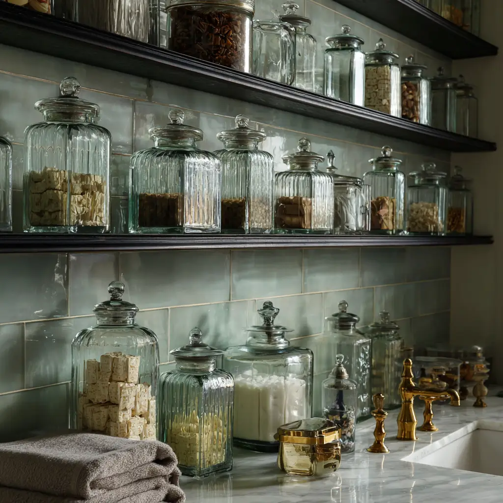 Apothecary Jars on Shelves