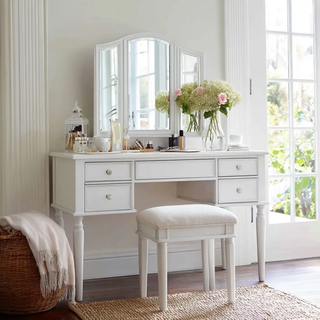 Classic White Vanity with Mirror