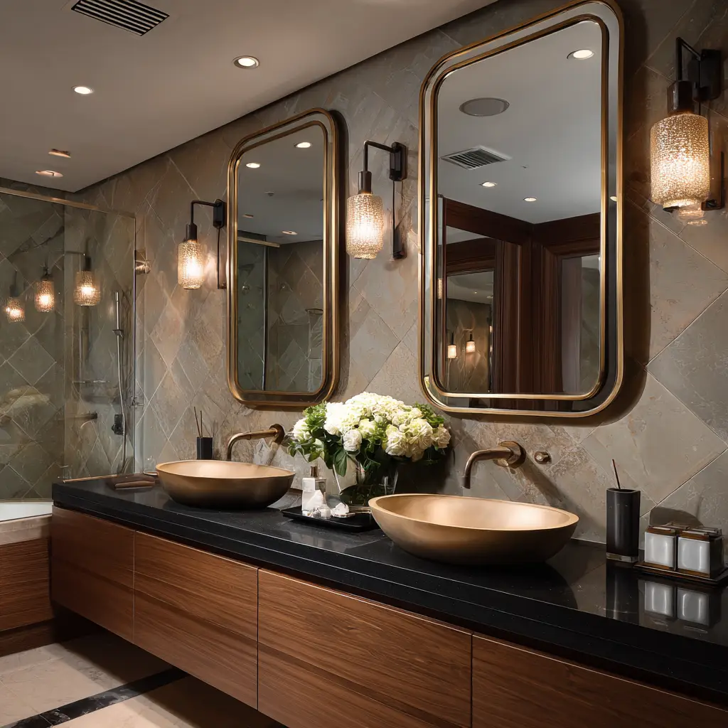  Double Mirrors Over a Double Vanity