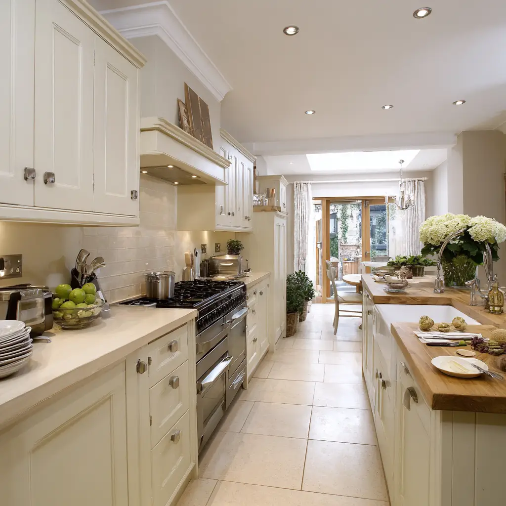 Galley Kitchen with a Narrow Island
