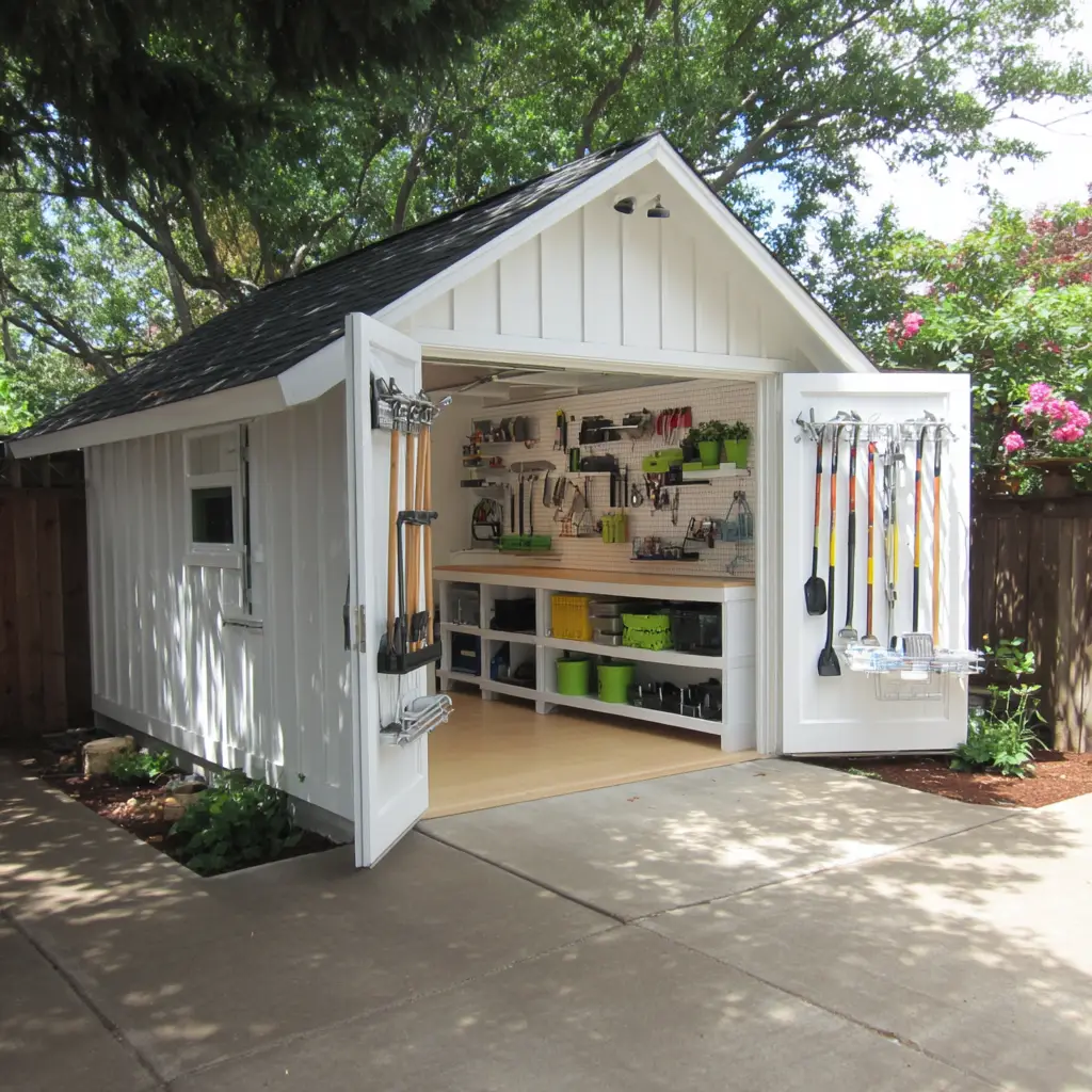 Garage with Garden Tool Station