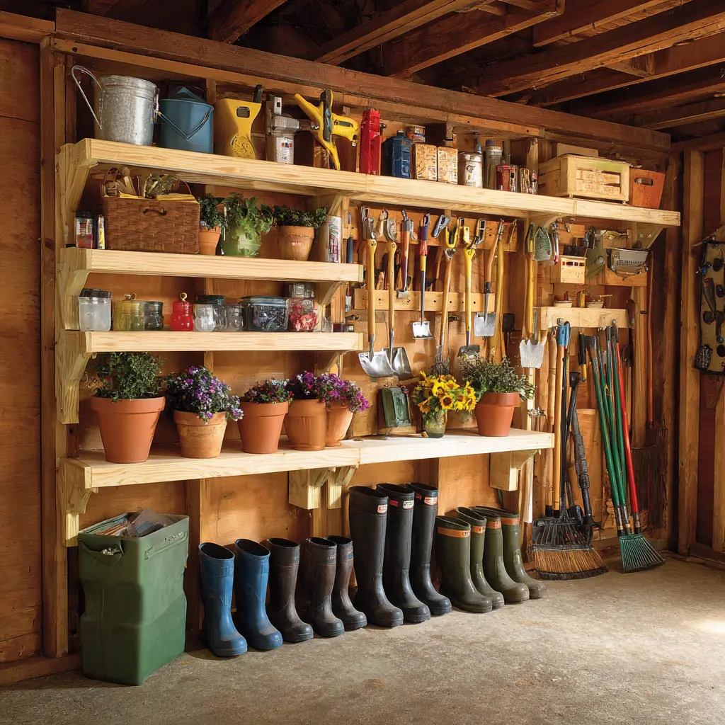 Garden Tool Shelf Rack