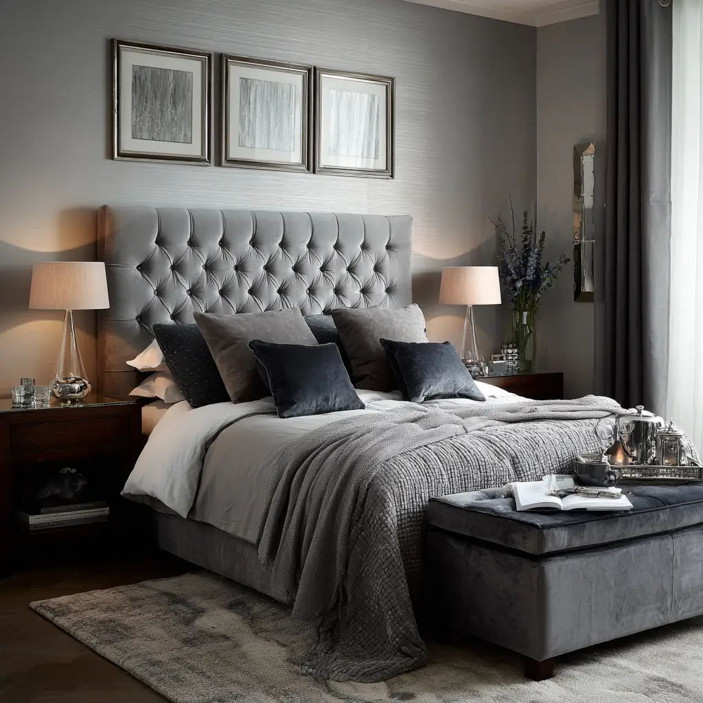 Grey Upholstered Headboard