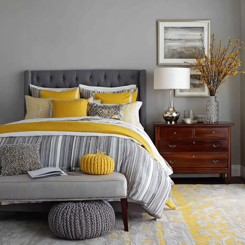Grey and Mustard Yellow Accents