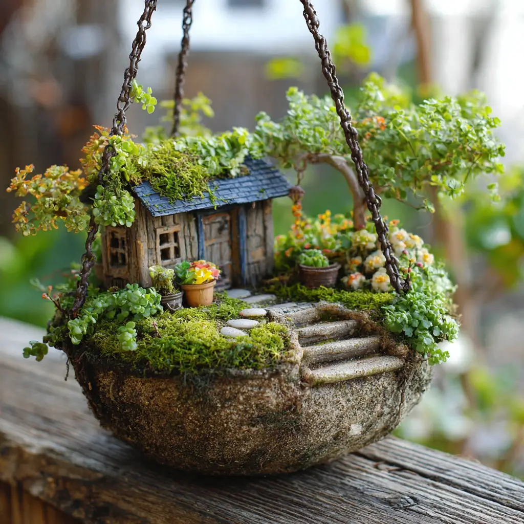  Hanging Basket Fairy Garden