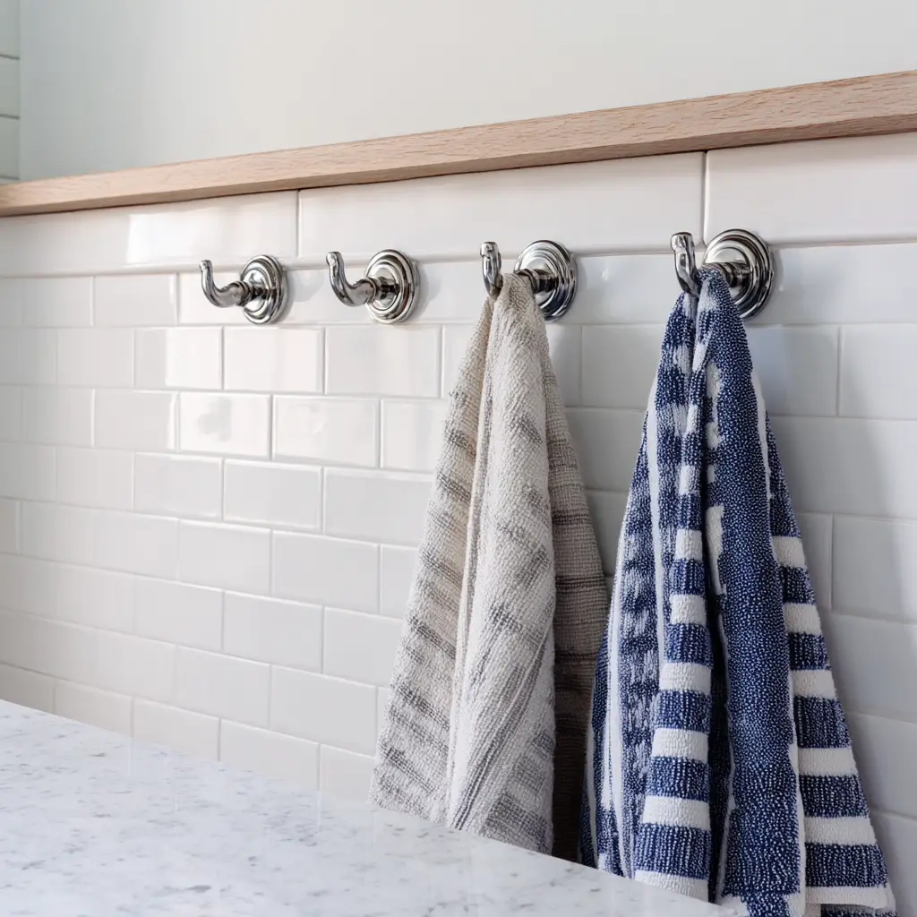Install Low Hooks and Towel Bars