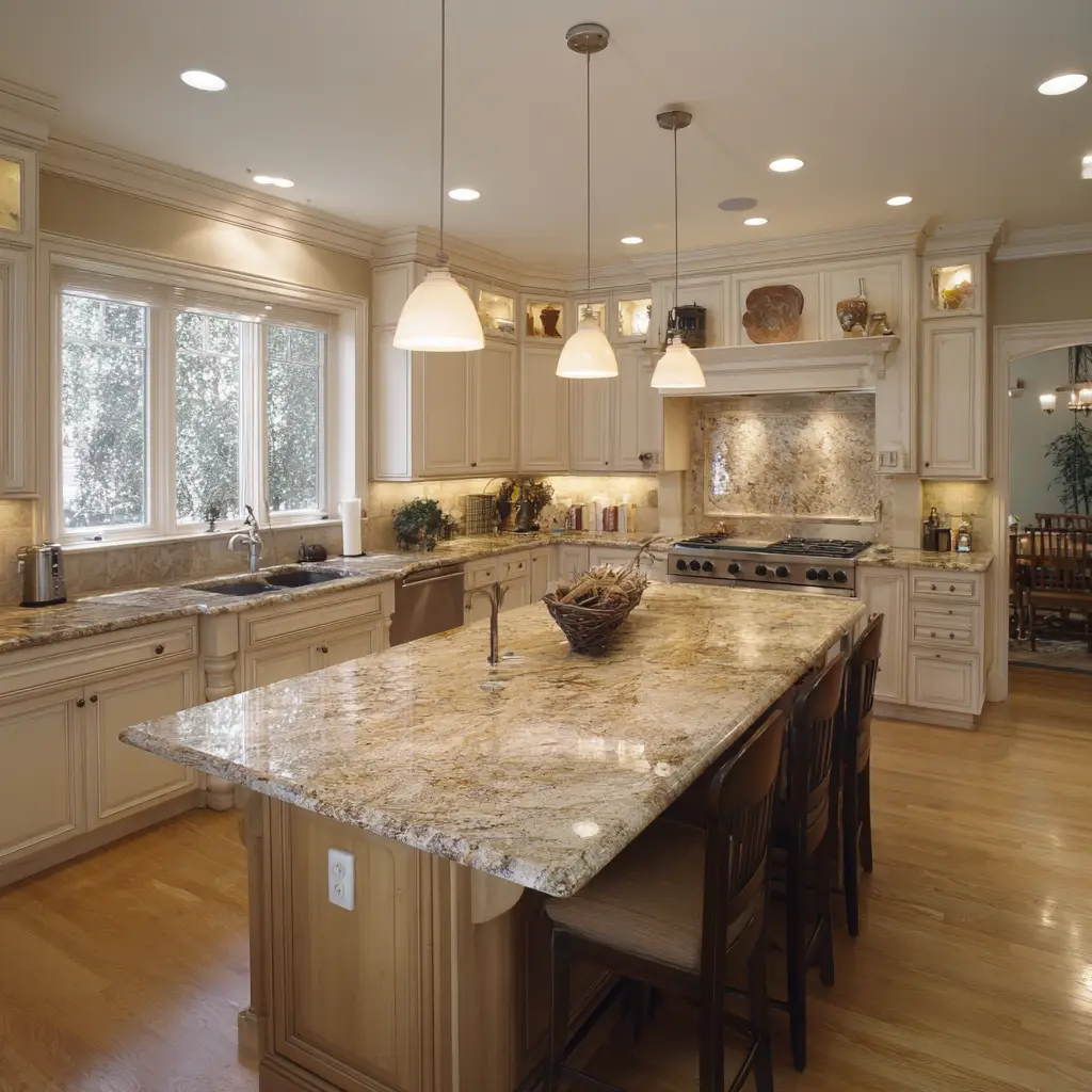 L-Shaped Kitchen with Center Island
