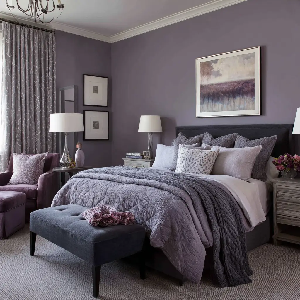 Lavender Walls with Charcoal Accents