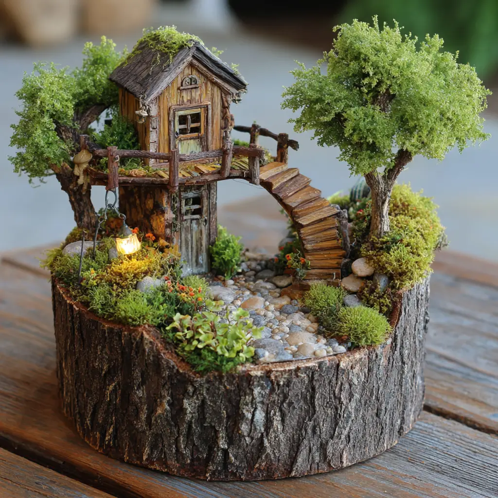 Mini Treehouse Fairy Garden