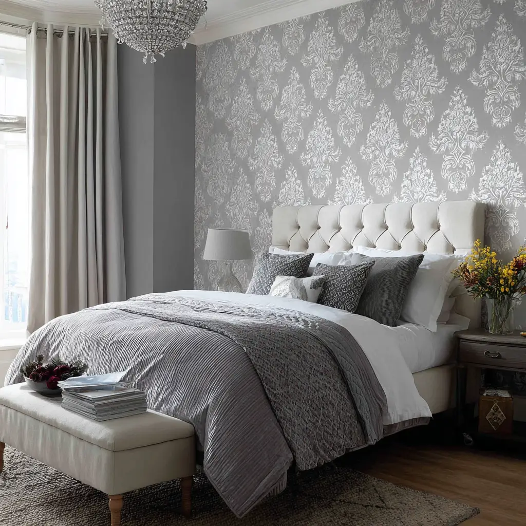 Patterned Grey Wallpaper