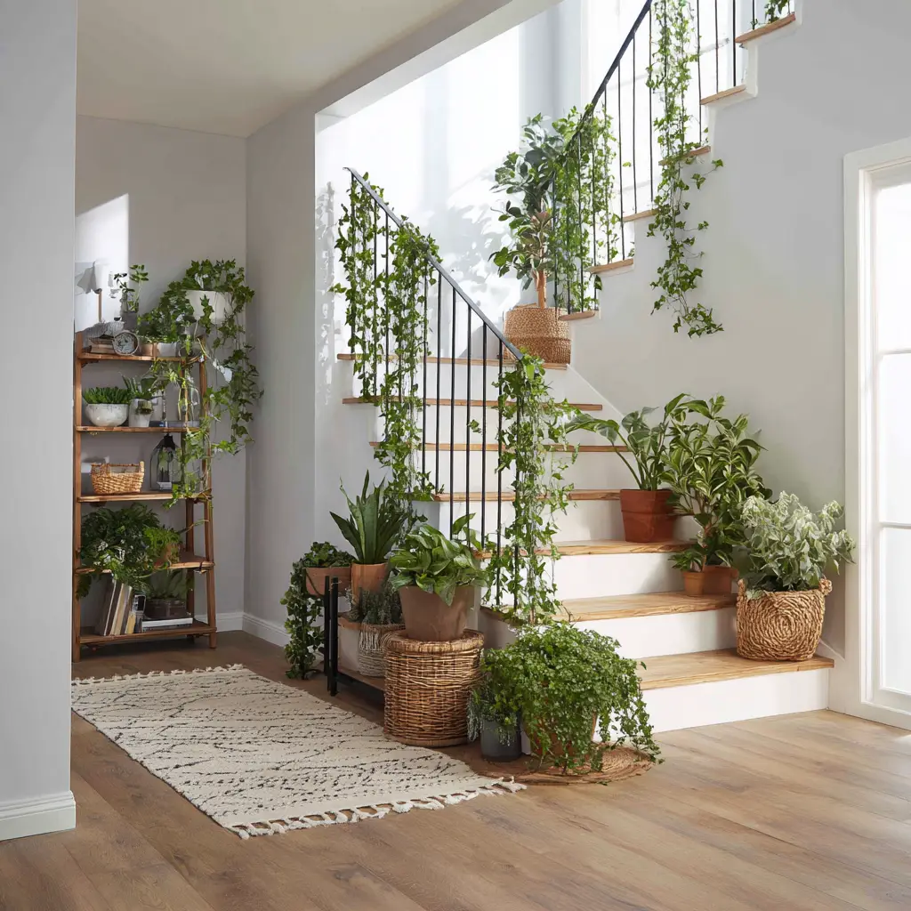 Place Potted Plants or Vines Around the Stairs
