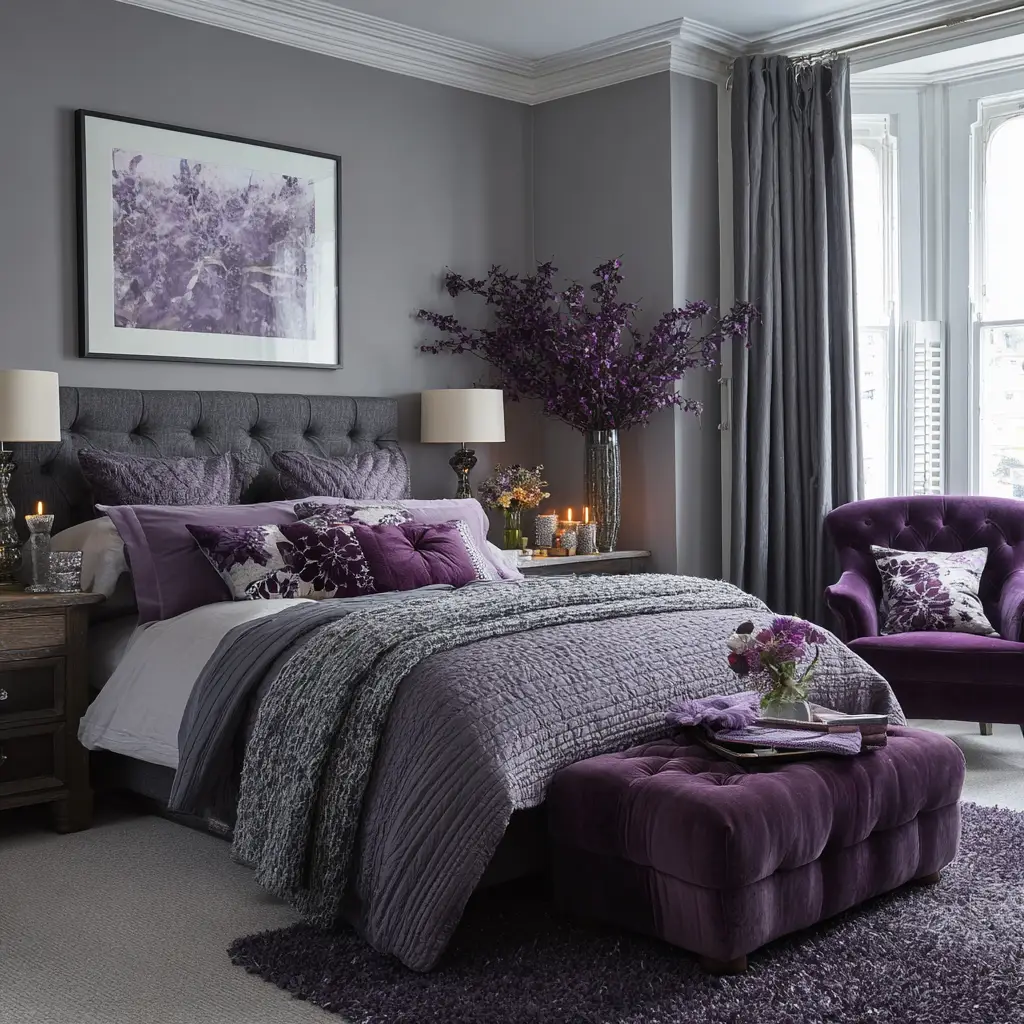 Purple and Grey Bedroom Ideas