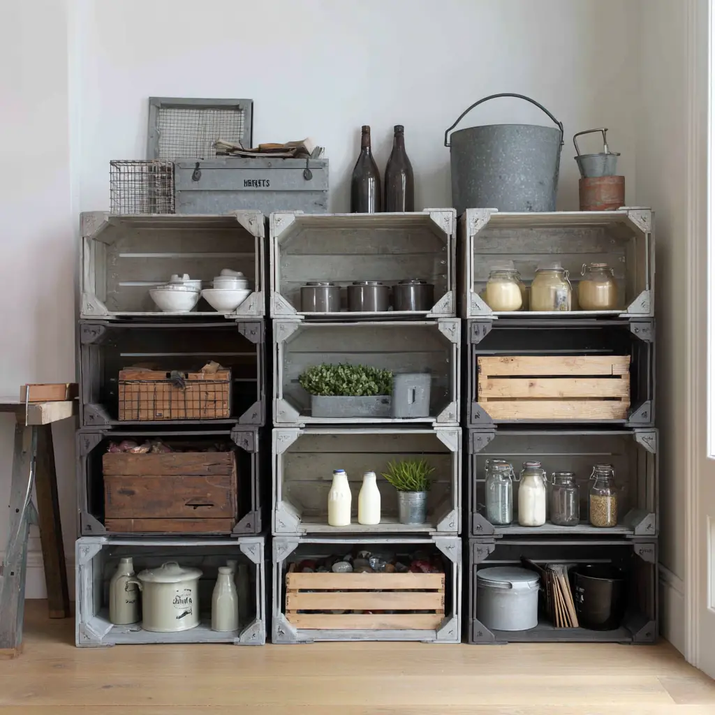 Stackable Milk Crate Shelves