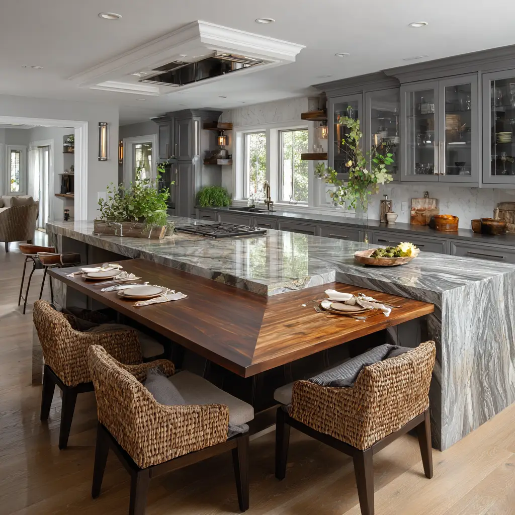 T-Shaped Island for Dining and Prep