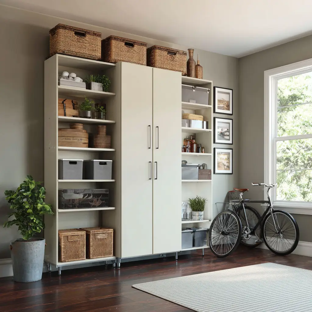Tall Vertical Cabinets with Shelving