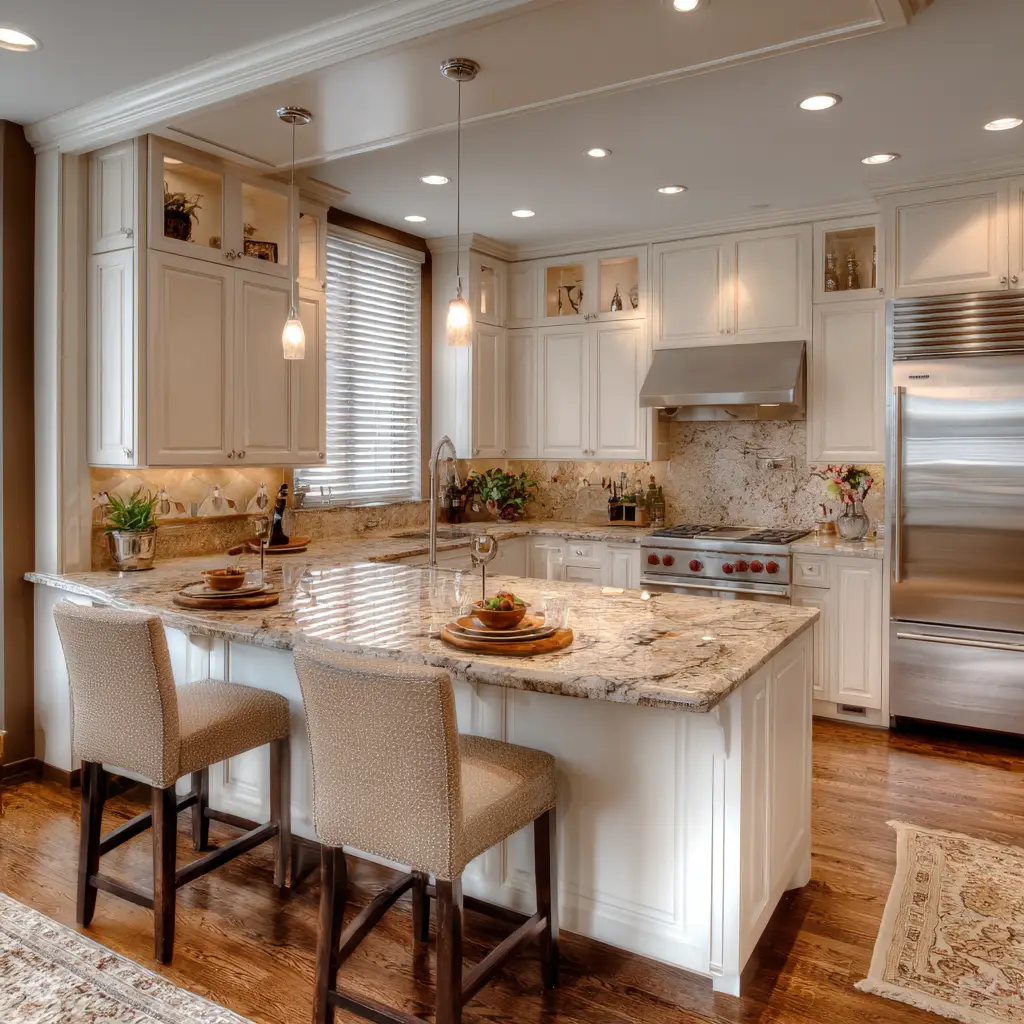 . U-Shaped Kitchen with Island