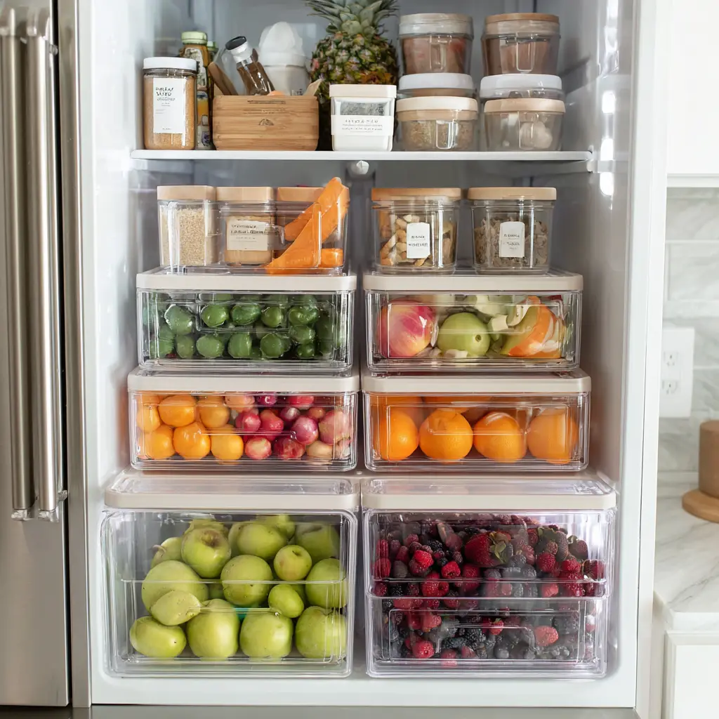 Use Stackable Bins in the Fridge