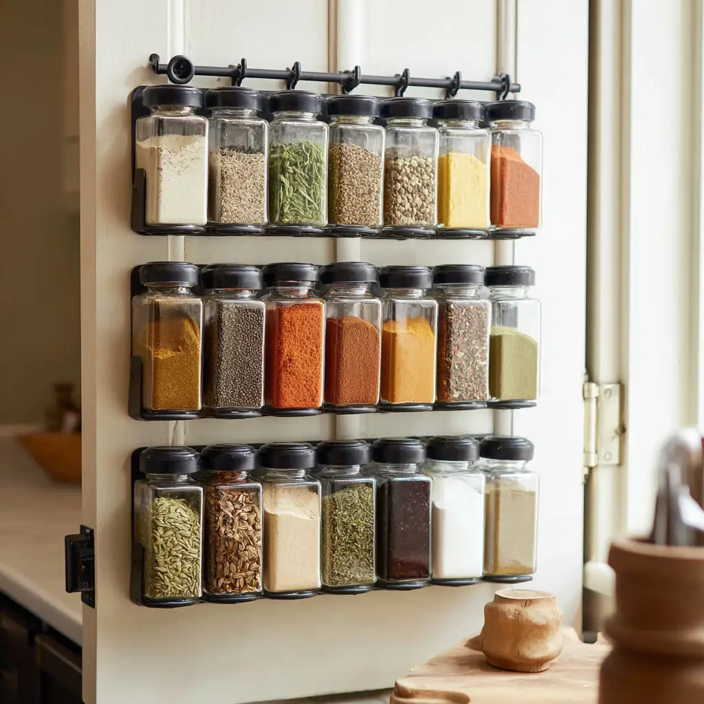Use a Door-Mounted Rack for Spices