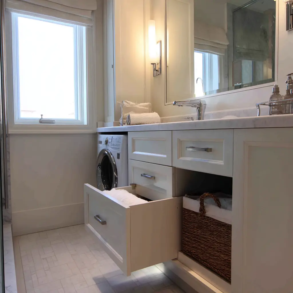 Vanity with Built-In Laundry Hamper