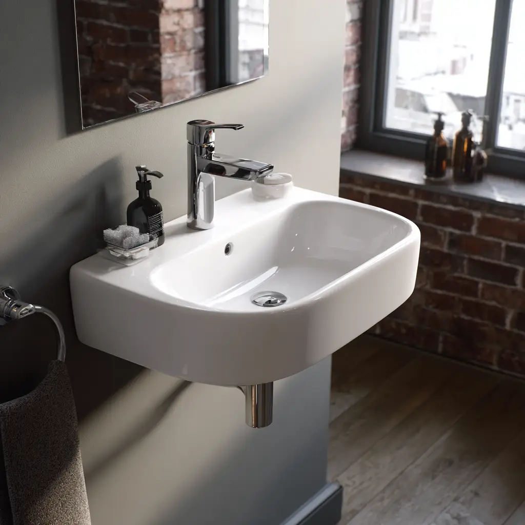 Wall-Mounted Sink to Save Floor Space